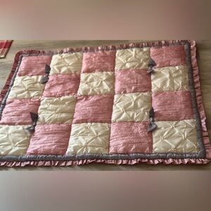 The Peanutshell Bella Pink Ivory Gray Patchwork Baby Crib Quilt